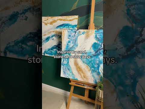 Textured Acrylic Art Reveal – Golden Tide #artreveal #ytshorts #myart