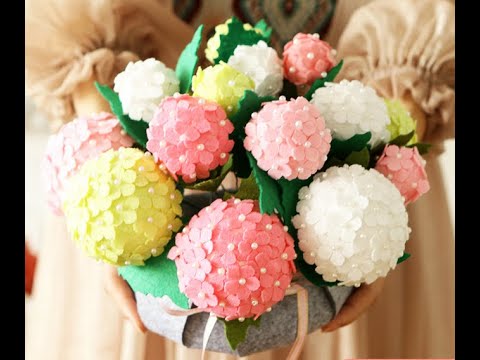 BAZIMA DIY Felt Flower Art Craft Kit——DIY Potted Hydrangea Tutorial