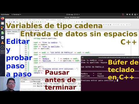 Variables de tipo cadena - Entrada de datos sin espacios; en lenguaje C++