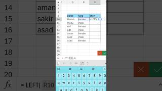 Left formula use in exce | #excel #shorts #excelformula #ytshorts #excelfunction