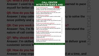 Call Center Interview Questions and Answers | Call Center Job Interview Questions and Answers
