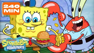 SpongeBob Working at the Krusty Krab for 4 HOURS Straight 🍔 | @SpongeBobOfficial