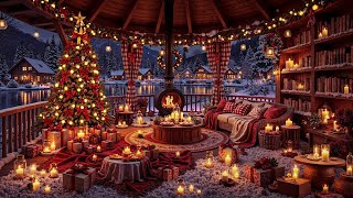 Beautiful Christmas Background ❄️Warm Fireplace Glow & Peaceful Winter Cabin Christmas Jazz Ambience