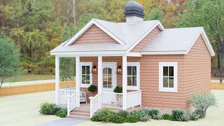 Charming 23x20 Cozy Cottage House | 1 Bedroom Small Home with Front Porch | 7x6m Cottage Design Tour