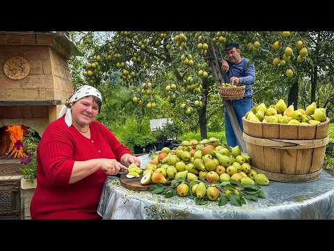 Rural Life and Pear Harvest 🍐 Cooking, Juicing, and Simple Living
