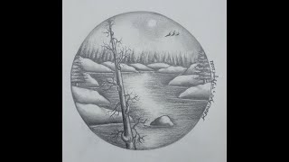 How to Draw Easy Scenery |Super Simple Nature Scenery Drawing Step by Step | Pencil Sketch Scenery|