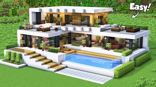 Minecraft: How to Build a Modern House Tutorial (Easy) #69 - Interior in Description!
