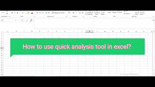 How to use quick analysis tool in excel