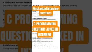Top 30 C Programming Interview Questions and Answers |C Programming Interview Preparation 2025 #c