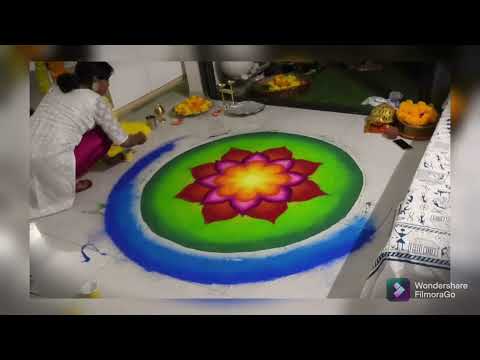 The making of an amazing rangoli by my sister