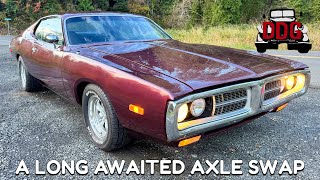 "Toolbox" Returns! 1973 Dodge Charger 8 3/4 Axle Swap, Front Sway Bar Install, Shifter Fix, And More
