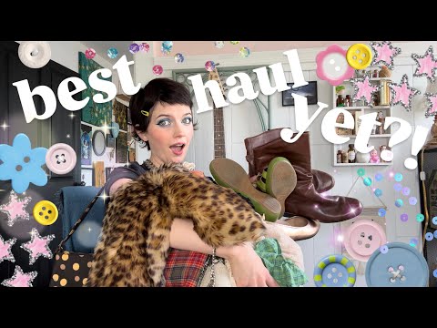 a huge fun + funky THRIFT HAUL !! 🌸✨ | try on + styling | outfit ideas | fashion + style inspo