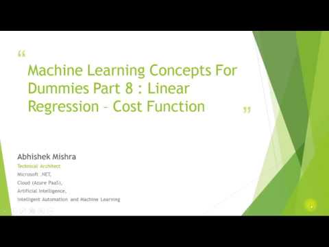 Machine Learning Concepts For Dummies -  Linear Regression Cost Function
