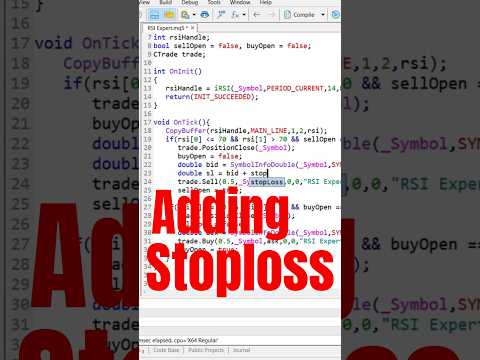 RSI Expert Advisor in One Minute (stop loss) MQL5 Tutorial #algotrading #tradingbot #stockmarket