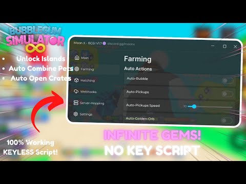 Bubble Gum Simulator Infinity Script (No Key) | Moon X Hub – Auto Farm, Hatch & Rebirth (PC/Mobile)