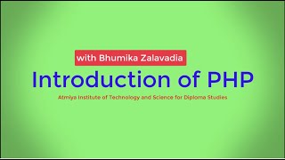 Introduction of PHP with Bhumika Zalavadia