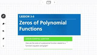 Zeros of Polynomial Functions (Lesson 3-5)