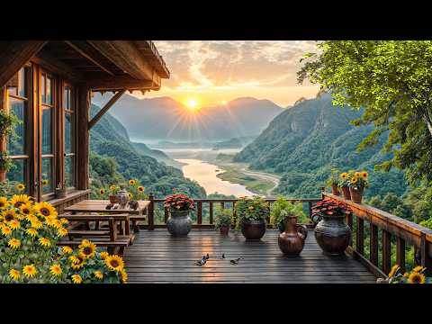 Cool Spring Morning at the Mountain Lake 🌄 Cherry Blossoms & Calm Bird Sounds | 4K Ambience