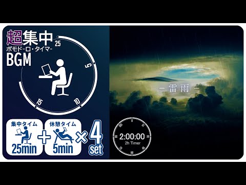 Thunderstorm sounds [Pomodoro timer] [BGM for studying/working]