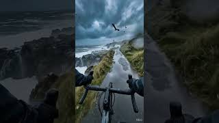 POV: Cycling Through a Stormy Seafront 🌊