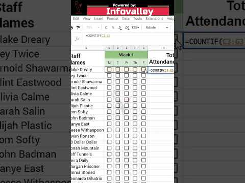 Attendance sheet with Checkboxes in excel