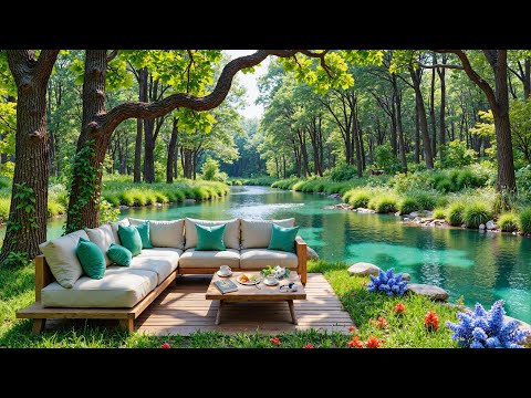 🌿 Tranquil Riverside Forest Jazz Café | Gentle Jazz & Nature Sounds for Focus, Study & Relaxation