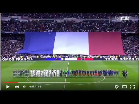 Real Madrid vs Barcelona Moment of Silence For Frace 2015