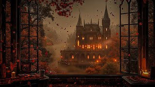 Autumn Study Room with Dark Piano | Cozy Dark Academia Vibes for Writing, Reading and Relaxing