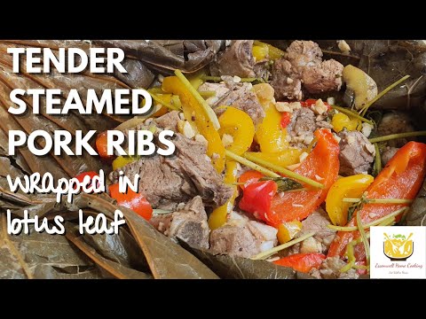 Tender Steamed Pork Ribs in Lotus Leaf