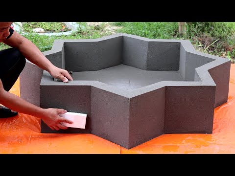 Build Aquarium Waterfall Flower Shape From Red Bricks