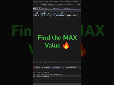 🔢 C# Basics: Using Loops to Find the Maximum Element in an Array 💻✨