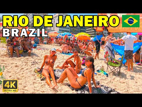 🇧🇷 RIO DE JANEIRO, BRAZIL 4K Beach Walk | Sunny Sunday at Leblon Beach ☀️