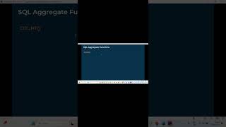 SQL Aggregate functions#ytshort #viralvideo #SQLCourse #LearnSQL #DataAnalysis #SQLTables #SQLBasics