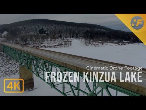 Snowy Kinzua Lake | 4K Drone Footage ~ Lakes & Rivers Part 3 | Cinematic Flyover with DJI Mavic 2