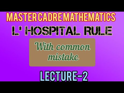 Master cadre Punjab (Mathematics) Limits Part-2   L' hospital Rule Indeterminate forms