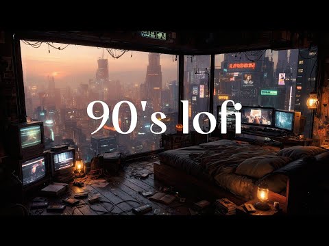 90s Lofi for Late Night Study | Cozy Cyberpunk Bedroom Ambience
