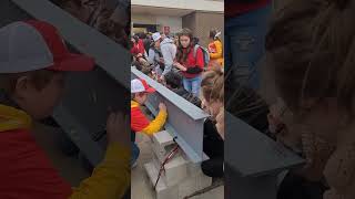 Rocky Ford Students commemorate their groundbreaking ceremony by signing a steel beam part 1