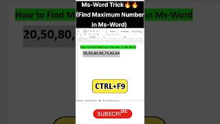 Ms-Word Trick🔥#Find Maximum No. in Ms-Word#msword#mswordforbeginners#mswordtutorial#msword