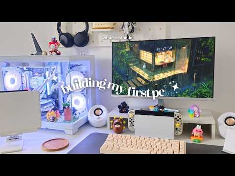 building my first pc + desk setup 🤍 white aesthetic | rtx4060, playing genshin impact