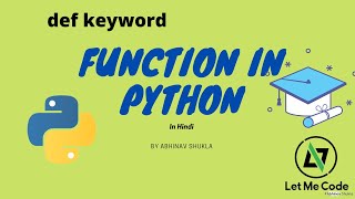 functions in Python in Hindi | Full Python Tutorial in Hindi #PythonInHindi #def_Keyword #Coding