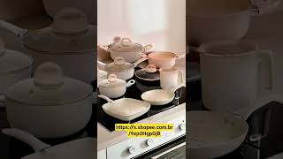 Dê uma olhada  Jogo De Panelas Antiaderente Revestimento Cerâmica Vanilla Ibiza 8 Peças#panelas jogo