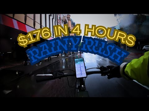 $41/hr Saturday E-Bike Delivery Shift | Non Stop Rain = Non Stop Orders!
