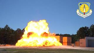 Mass Timber Blast Testing Phase 2: Test 7 – 610 lbs of flake TNT with config changes #4