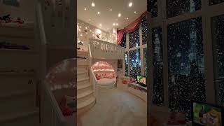 Magical Kids Loft Bedroom 🏙 #KidsRoom #CityView #BedroomDecor #FairyLights #CuteDesign #Wintervibes