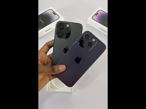 iPhone 14 pro in Space Black and Deep Purple #iphone #iphone14pro #unboxing #shorts #dynamicisland