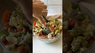 Pesto Pasta Salad 🤤 easy & delicious Mediterranean pasta recipe #recipeshorts #easyrecipe enjoy!
