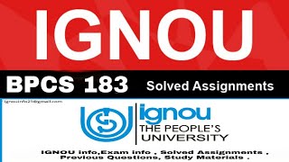 BPCS 183   IGNOU  | ALL SOLVED  ASSIGNMENT  2020-21