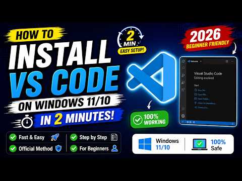 How to Install VS Code in 2 Minutes (Beginner Friendly) || FAST & EASY Tutorial || Full Setup