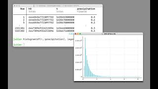 Julia and DuckDB together to scan 45M rows and read them into a data frame which is then plotted