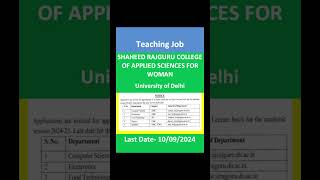 Assistant Professor Vacancy 2024# Guest Faculty Vacancy 2024#DU Colleges Notification#jobs2024